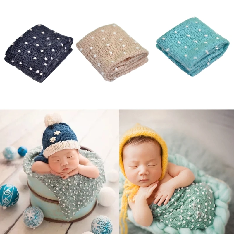 Newborn Blanket Baby Photography Props Cloth Cotton Knitted Elastic Wrap Soft Breathable Sleeping Mat Infant Essential P31B