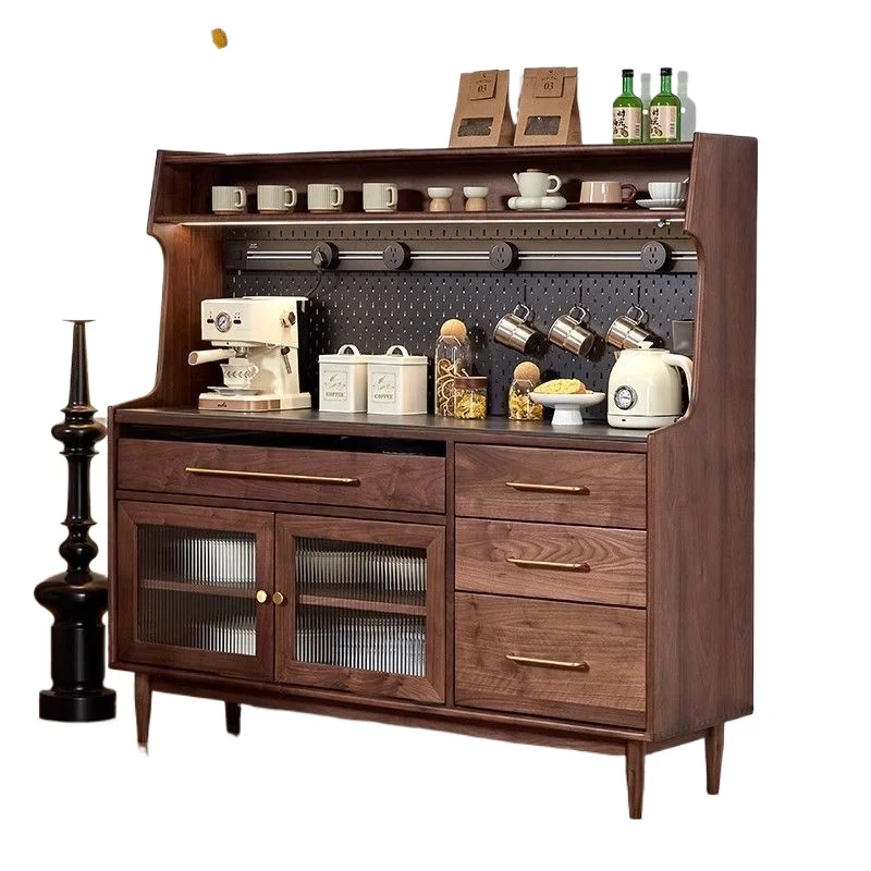

North American black walnut rock slab dining side cabinet all solid wood coffee cabinet living room tea cabinet integrated stora