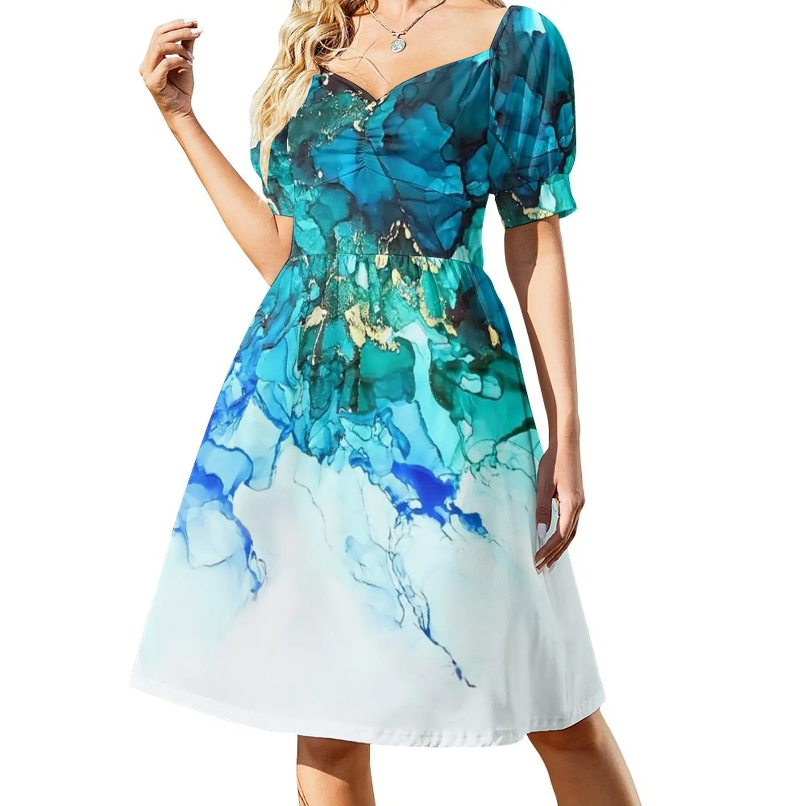 Mermaid Waters - Alcohol Ink Art Sleeveless Dress long dresses for women dress for woman