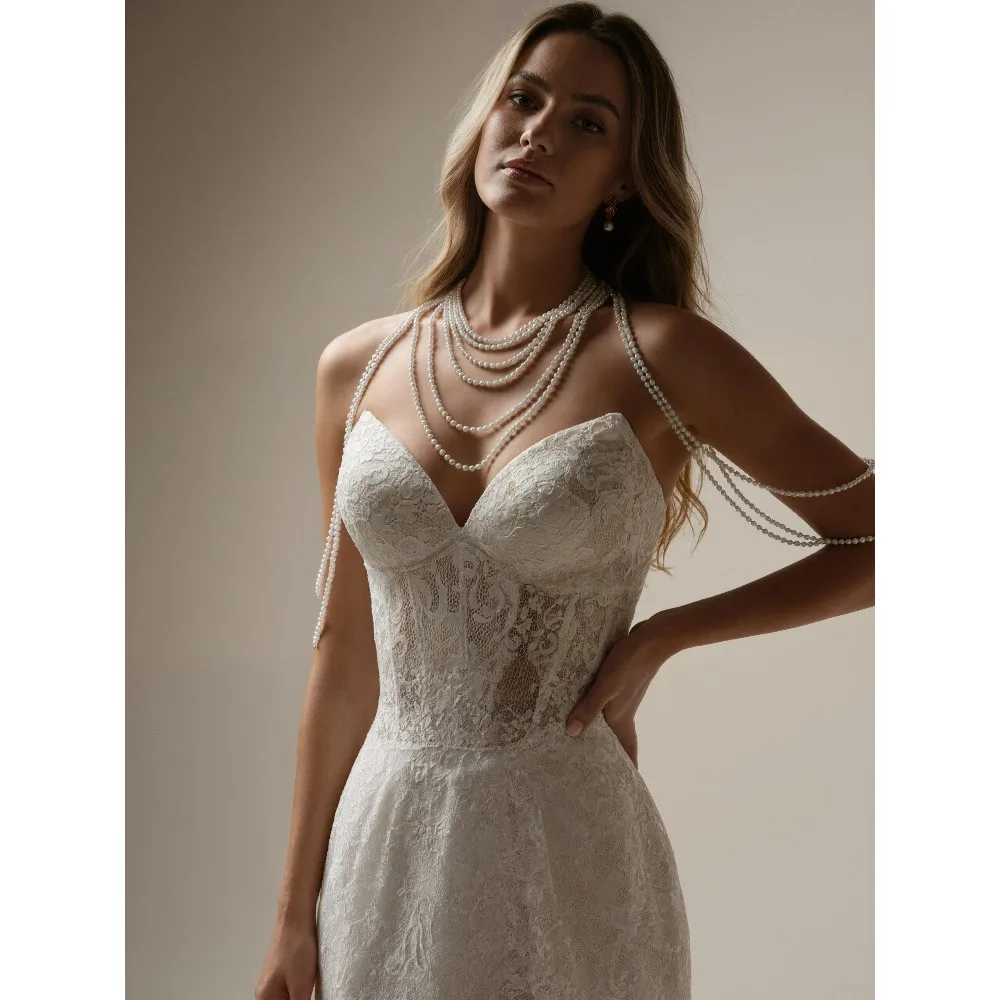 Delicate Multi-Layer Pearl Body Chain for Bride Bridal Lace Dress Jewelry Accessory Capes for Women Wedding Bolero GP30 image 5
