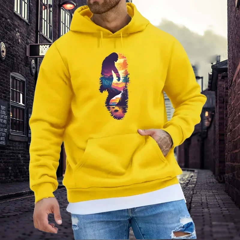 

Forest Footprints Print Spring Hoodie Men's Fashion Loose Hoody Comfortable Pullover Male Streetwear Clothes