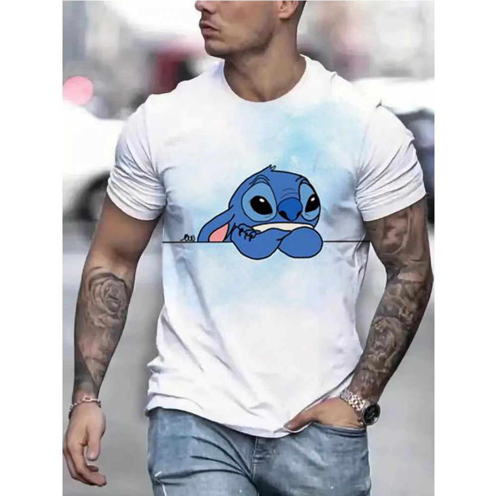 Cartoon Disney T-Shirts Lilo und Stitch Kawaii Anime 3D Print Street Männer Frauen Mode Übergroßen T Shirt Kinder Tees Tops