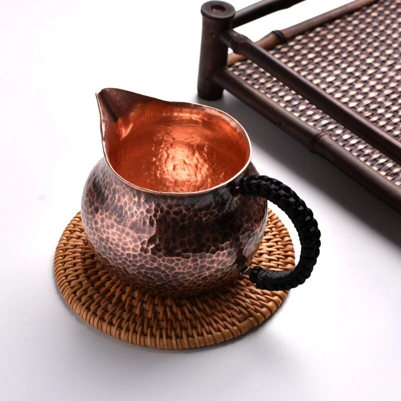 Handmade Hammer Fair Cup 300ml Handmade Teapot Divider Strap Weaving Anti Scald Handle Vintage Tea Set