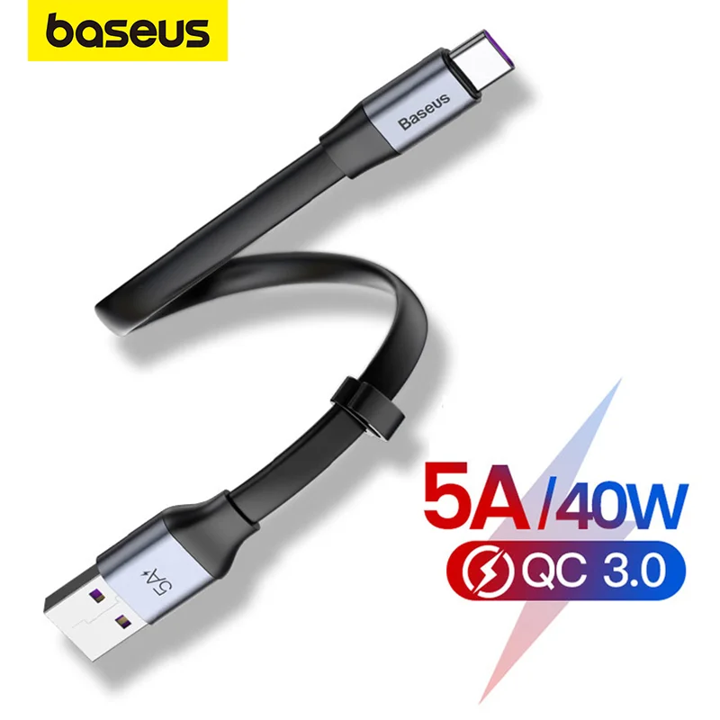 Baseus USB C Cable 5A USB Type C Cable For Huawei P50 P40 Mate P30 20 10 Pro Lite Fast Charging Charger For Xiaomi Type-c Cable