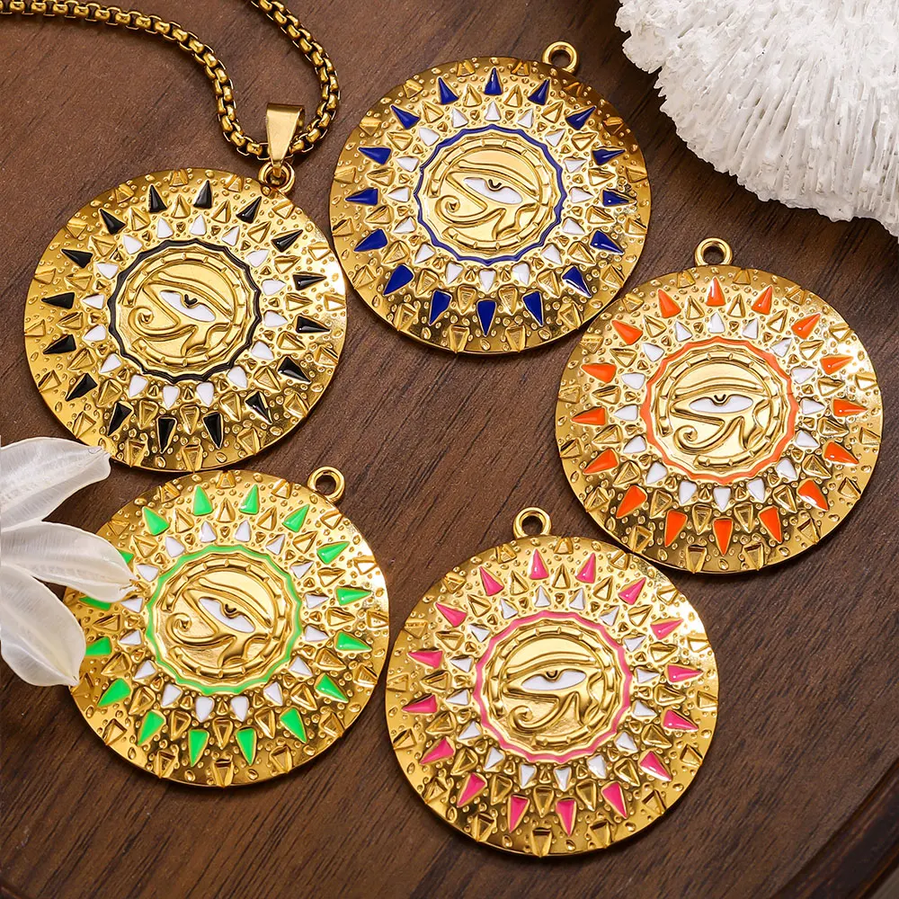 

2PCS/lot Stainless Steel Eye Charm Enamel Pendants Base for Earrings Necklace Bracelet Making DIY Handmade Gift Jewelry Findings