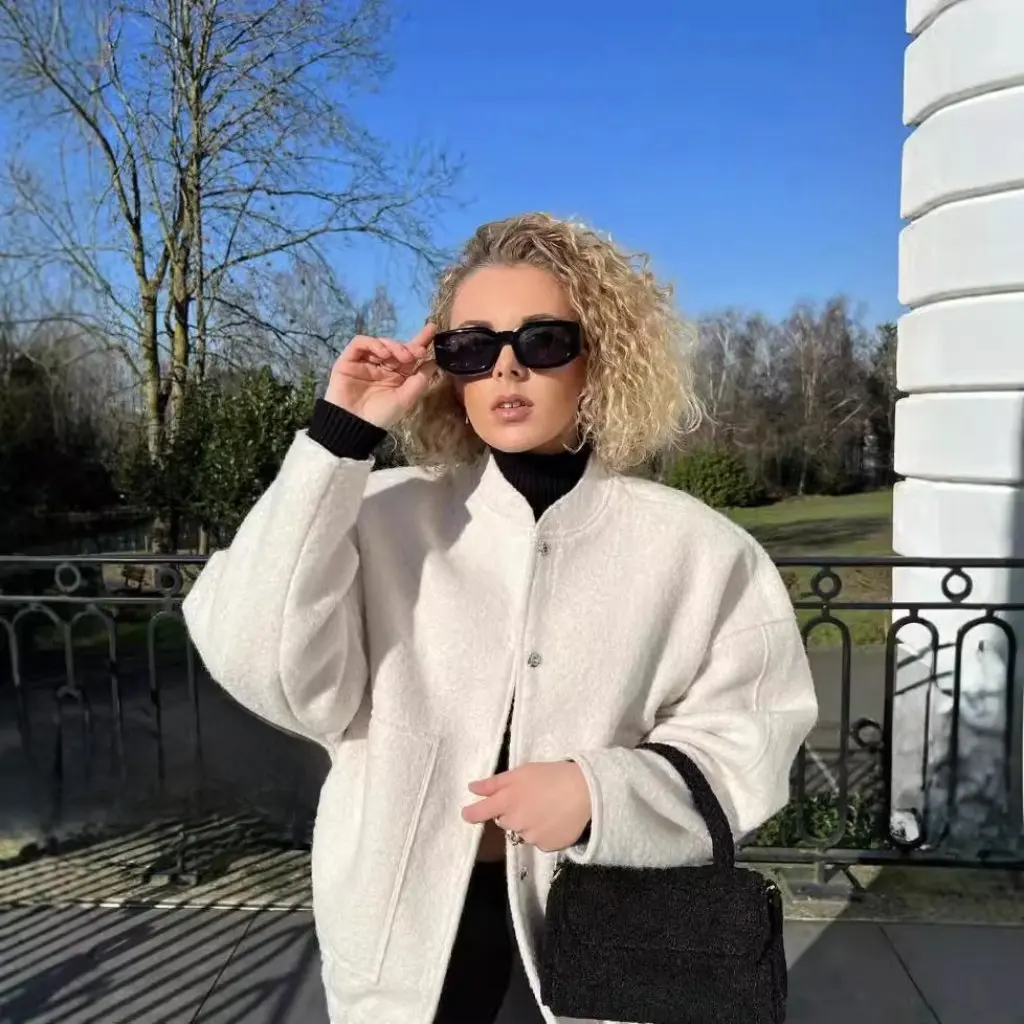 

Women's Loose Casual Jacket Street Y2K Stand-Up Collar Hidden Button 5-Color Options for European & American Markets