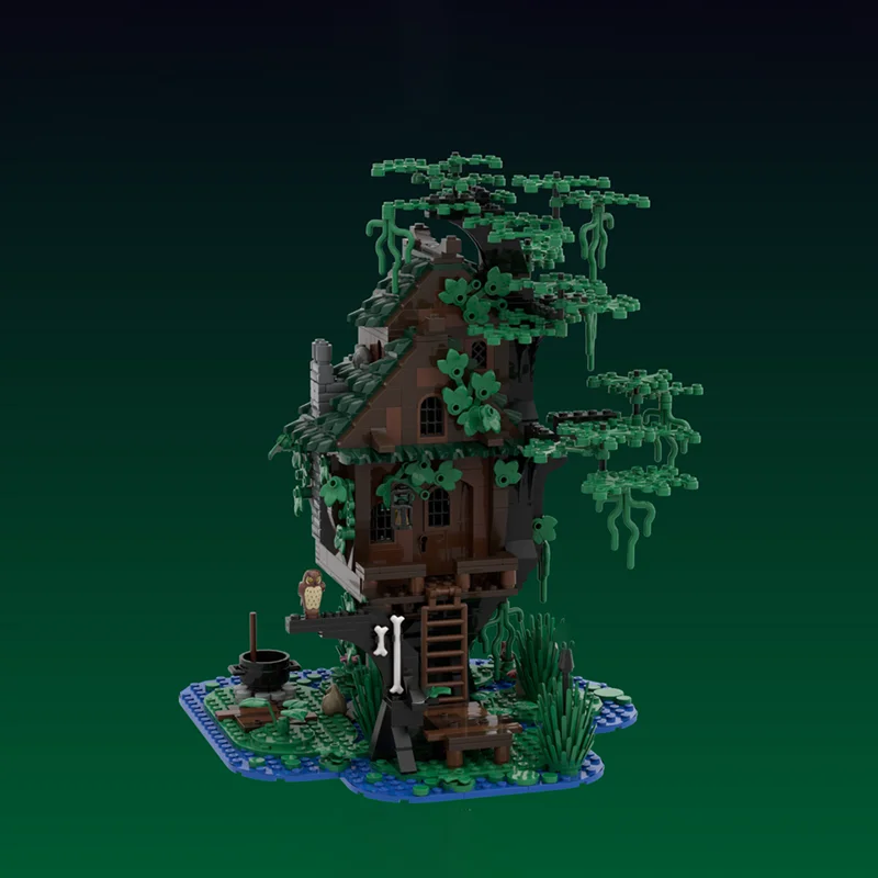 Model budynku Moc klocki czarownica bagno domek na drzewie Model technologia cegły DIY zabawki montażowe konstrukcja prezenty świąteczne