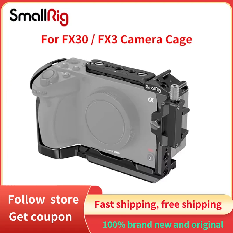 SmallRig Camera Cage Compatible with Original XLR Handle-4183 for Sony FX30 FX3 with Nato Rail Cable Clamp Cold Shoe