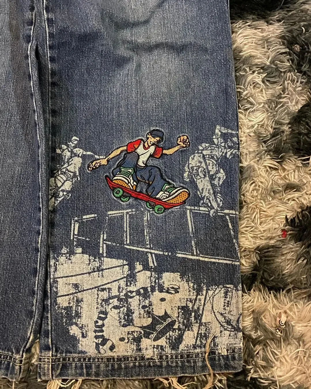 Jnco-男性と女性のためのワイドレッグジーンズ,レトロなストリートウェア,ハイウエスト,ヒップホップスタイル,ルーズフィット,ワイドレッグ