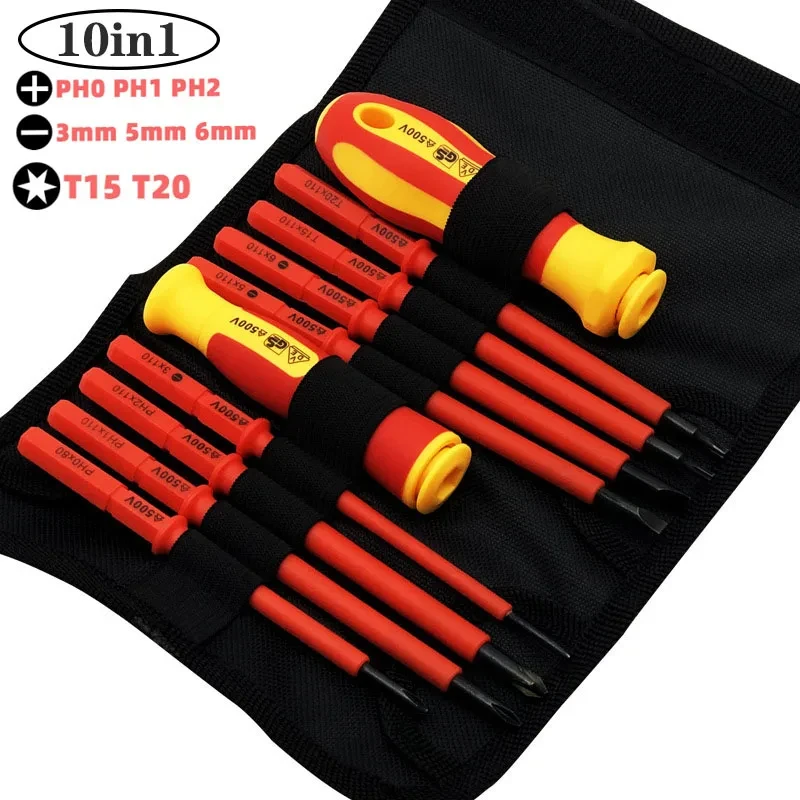 Insulated Magnetic Electrician Screwdriver home repair Magnetic screw driver kit Cross Plum Blossom Hexagonal Screwdriver set