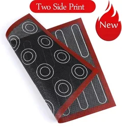 Aomily Silicone 30x40cm Two Sided In One Printing Macaroon Puff Baking Mat Non Stick Pastry Oven Cake Perforated Sheet Liner Mat