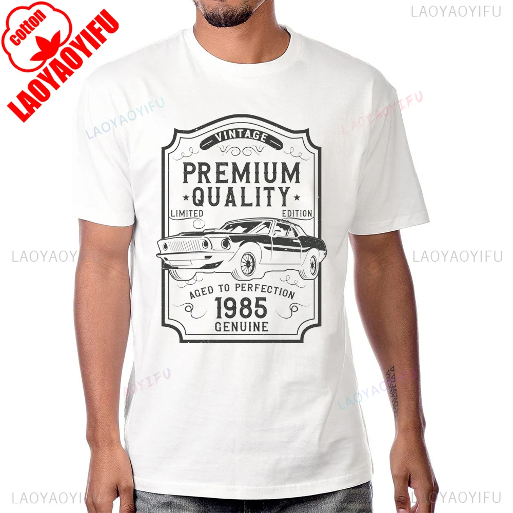 Vintage Aged To Perfection 1985 Genuine Tshirt Cotton Short Sleeve Casual Fashion Man Limited T Shirt Birthday Gift Women Tees