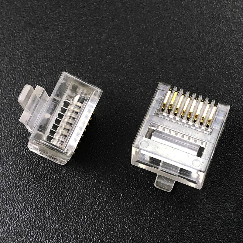 RJ45 8P8C Modular Ethernet Plug RJ45 Short Body Plug Aperture 1.0mm Cat5e Flat Cable Network Connector