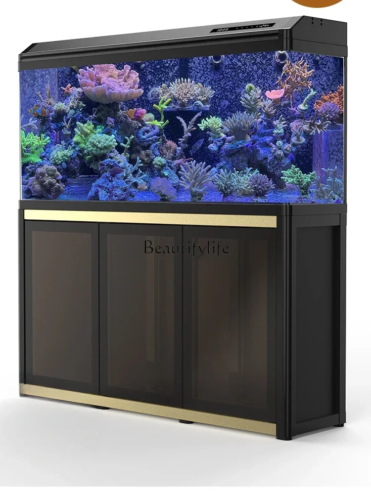 

LD33Living Room Home Floor Glass with Cabinet Aquarium Ecological Change Water Medium Fish Globe