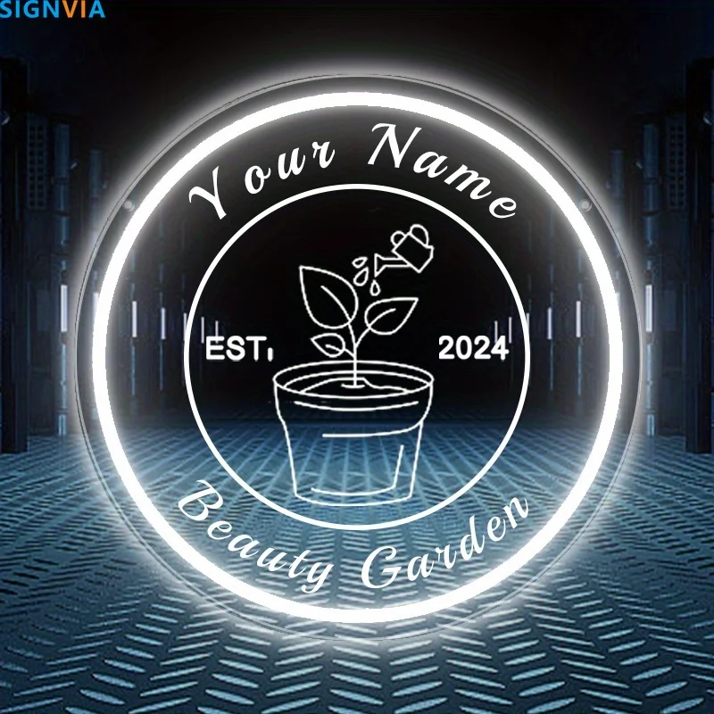 Custom Personalized Neon Garden Sign USB LED Engraved Floral Wall-Mounted Outdoor Light for Decor Gift Single-Color No-Battery