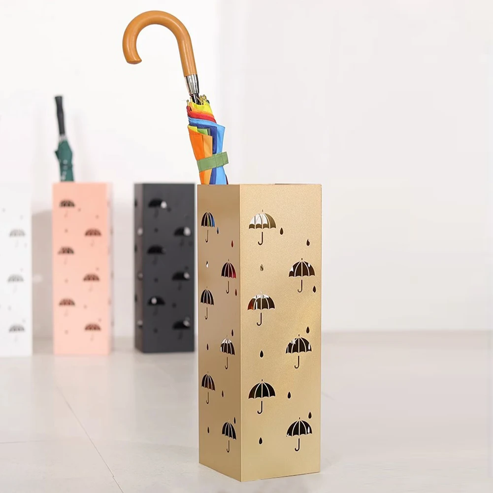 

Umbrella Holder Metal Hollow Out Stand Storage Bucket Multipurpose Free Standing Metal Umbrella Stand Rack for Home Office Decor