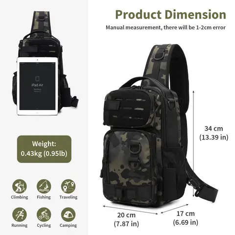 मछली पकड़ने का सामान कंधे बैग रॉड और गियर धारक के साथ आउटडोर क्रॉसबॉडी चेस्ट सिंगल बैकपैक मोल चेस्ट यात्रा कैम्पिंग सामरिक 10 best sales रॉड बैग मछली पकड़ना - №7