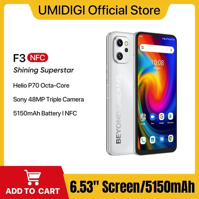 Umidigi-携帯電話f3,128インチ画面,スマートフォン,Android 11,helio p70,8GB RAM,6.7 GB  ROM,48MPトリプルカメラ,5150mAhバッテリー