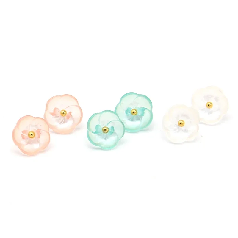 20pcs Fashion White Pink Green Flower Shank Buttons For Kid\'s Clothing Women Shirt Small Decorative Sewing Accessories Wholesale