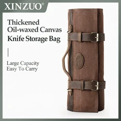 XINZUO Kitchen Knife Storage Bag Portable Thickened Canvas Professional Chef Cover Handheld + Shoulder Strap Easy to Carry