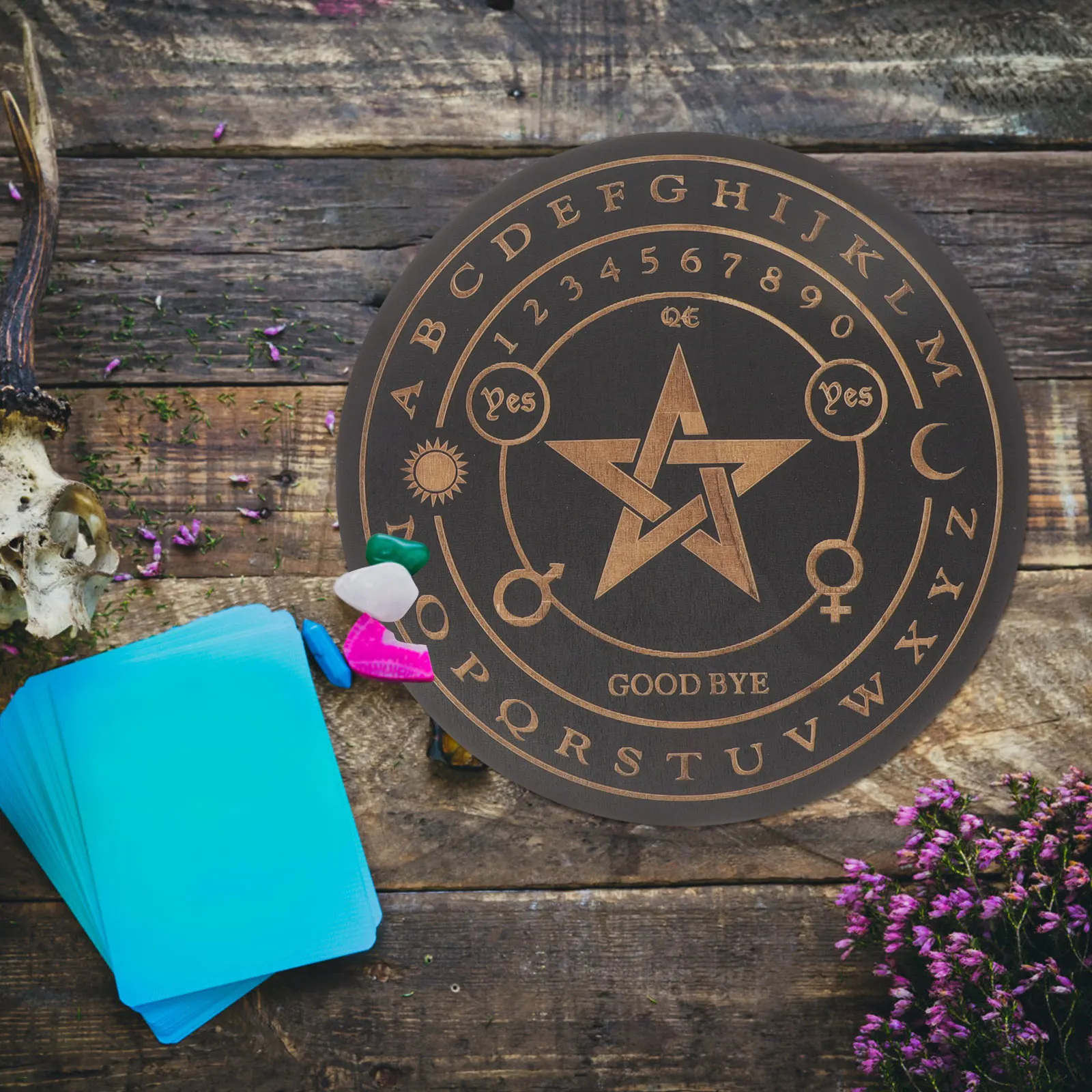 

2 Wooden Divination Boards Pendulum Plates Party Props Decorative Witchcraft Supplies Answer Board Game Toy