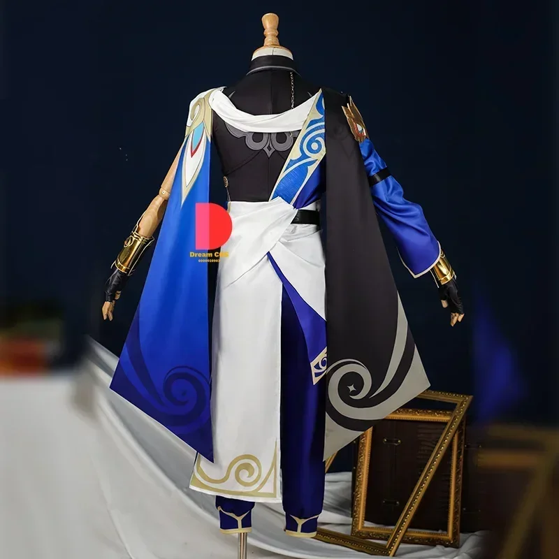 Dr Ratio przebranie na karnawał peruka Honkai Star Rail Veritas jednolite pierścienie nakrycia głowy Intelligentsia Guild impreza z okazji Halloween strój męski #   1