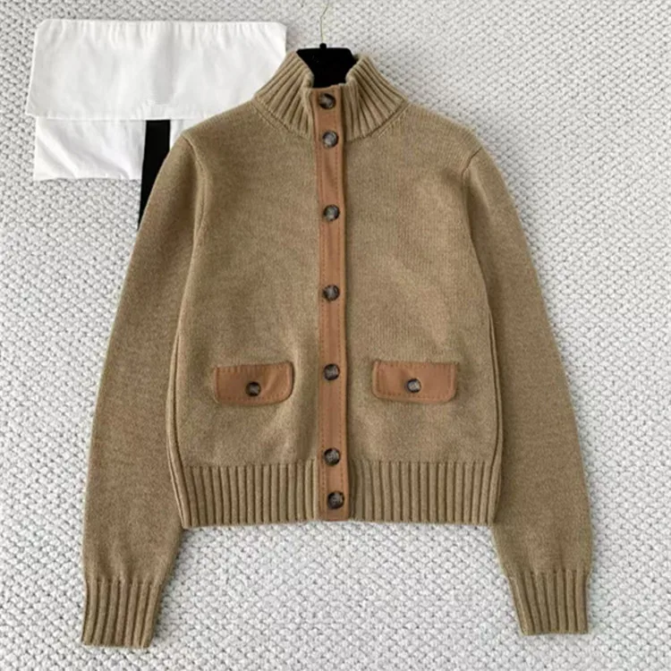 

Customized New Winter 2025 styles European American women's clothing Long sleeves high collars Cashmere knitted sweater cardigan