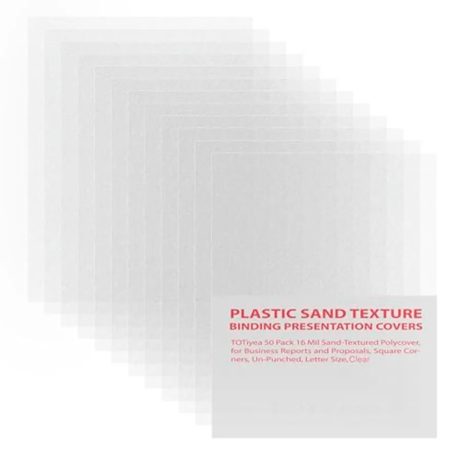 

50 Pack 16 Mil Poly Binding Covers Sand Texture Binding Presentation Covers Square Corners UnPuhed 8.5 x 11 Ihes Letter Size Cl
