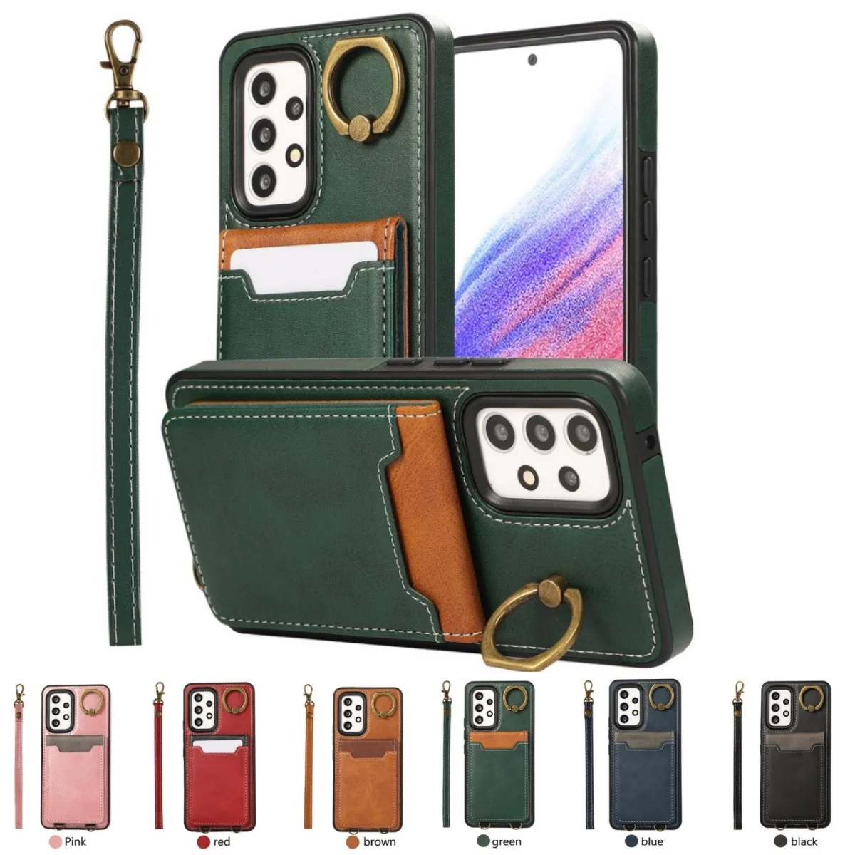 Leather Case Color-block Wallet For Samsung Galaxy A04 A05 A06 A12/13/14/15 A22/23/24/25 A32/33/34/35 A52/53/54/55 A72/A73 4G/5G