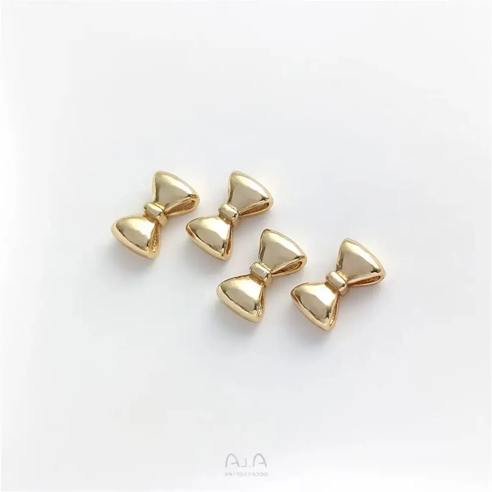 

1pcs 14K Gold Wrapped Smooth Bow Pearl Bracelet Necklace with Double Row Spacer Beads Handmade Beaded Pendant Buckle Accessories