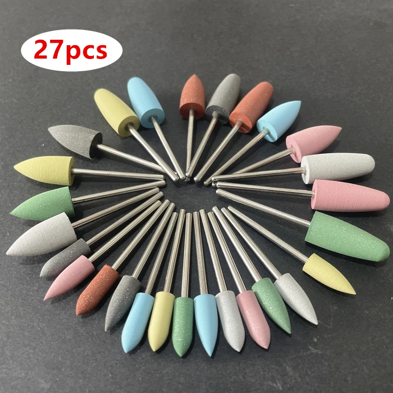 

27Pcs 10pcs/set 2.35mm Dental Silicone Rubber Polishers Burs Teeth Whitening Plishing Drill Dental Polishing Nail Drill Bit