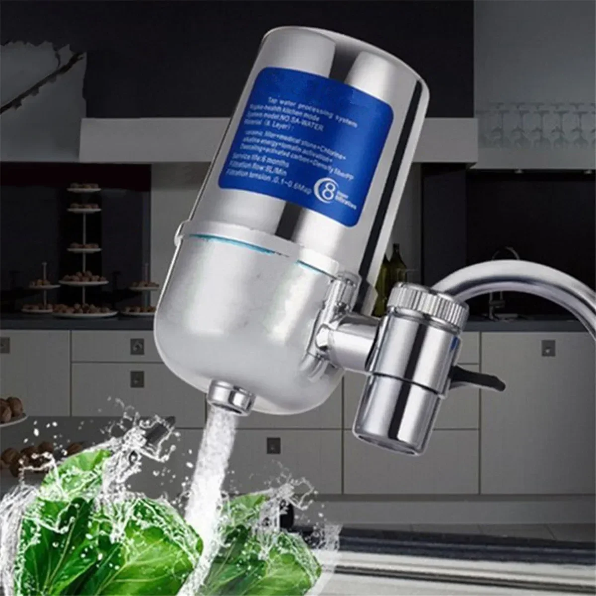 Kitchen Faucet Tap 8 Layer Ceramic  plating Faucet Filter Household Water Purifier Cleaner Ceramic Activated Carbon