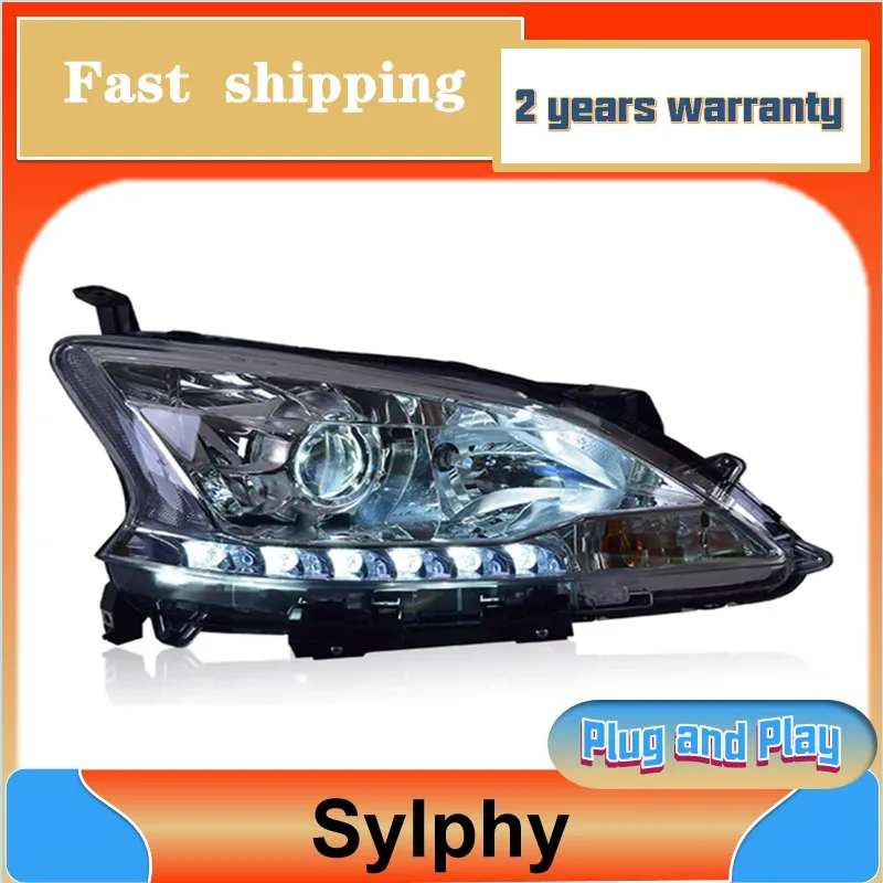 Car Styling for Nissan Sylphy Head Light 2013-2015 Sentra Headlight DRL Turn Signal Low High Beam Projector Lens