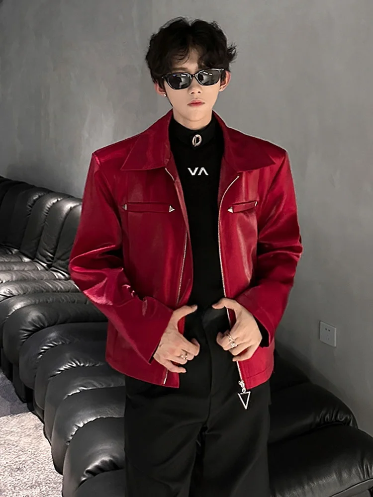 

Американский Sle Boxy ort Байкерский джемпер из искусственной кожи, мужское повседневное крутое пальто Harlanton, длинное пальто из полиэфирного волокна, застежка-молния