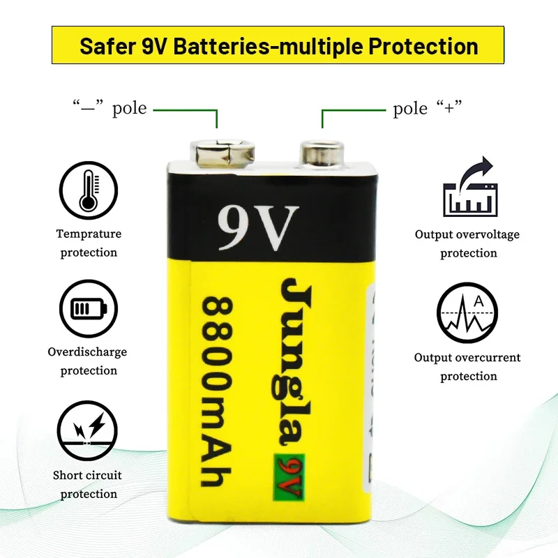 9V 8800mAh Li-ion Rechargeable Battery Micro USB Batteries 9 V Lithium for Multimeter Microphone Toy Remote Control KTV Use