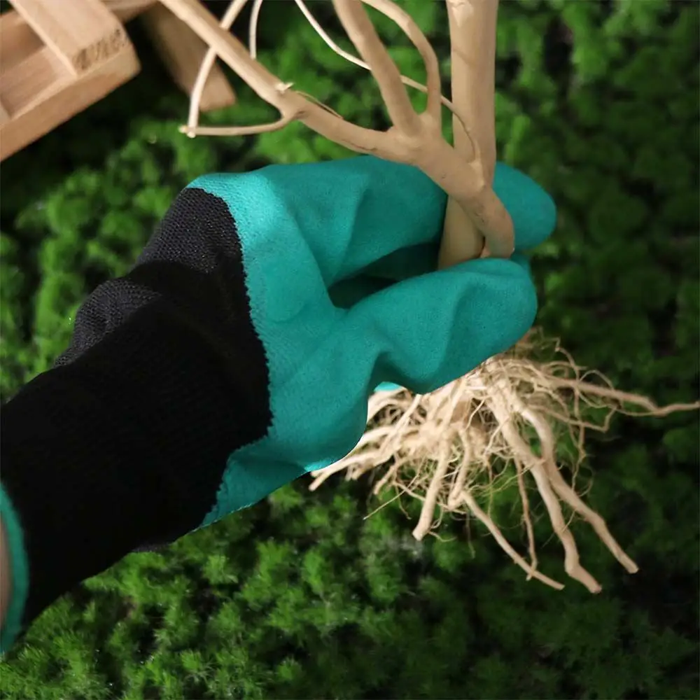 4Pairs Latex Material Gardening Gloves Permeable Fabric Prick-proof Design Prick-proof Gloves Comfortable Lightweight