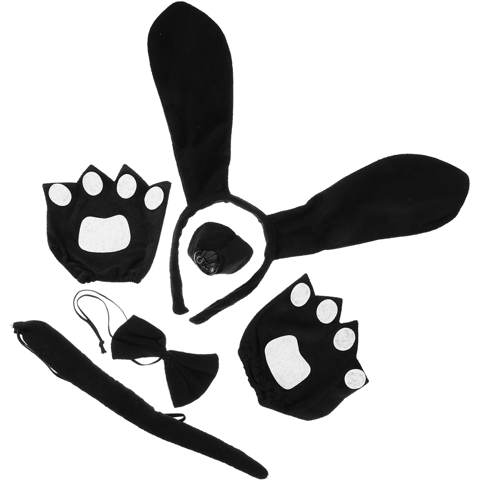 1 Zestaw Akcesoriów do Przebrań, Opaska z Uszami Psa z Ogonem, Muszką, Noskiem i Rękawiczkami, Upominki na Przyjęcia Tematyczne Zwierzęta, Przebranie dla Kobiet