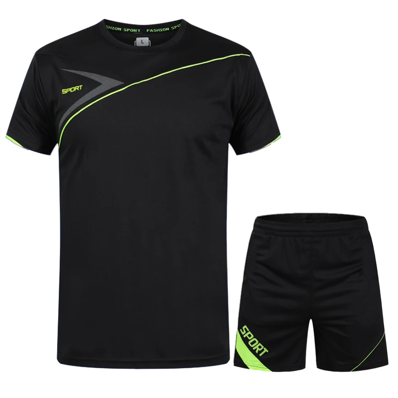 New Men Sports Suit Summer Fashion Simplicity Casual Solid T-Shirt Outdoor Quick Drying Fitness Running Sports Shorts Men