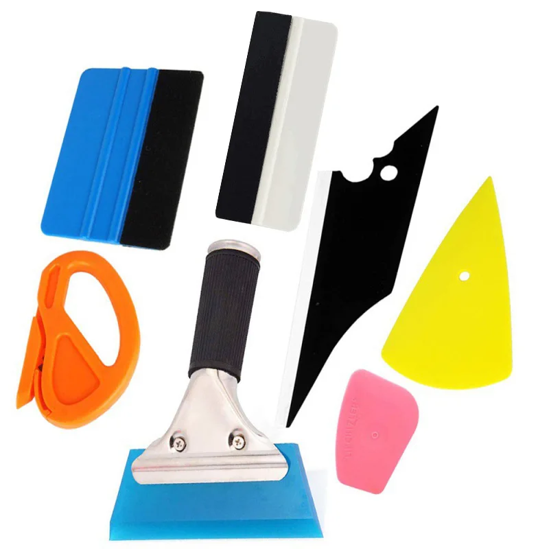 7Pcs Car Detailing Tools Car Window Film Installation Tool Label Sticker Glue Residue Removal Scraper