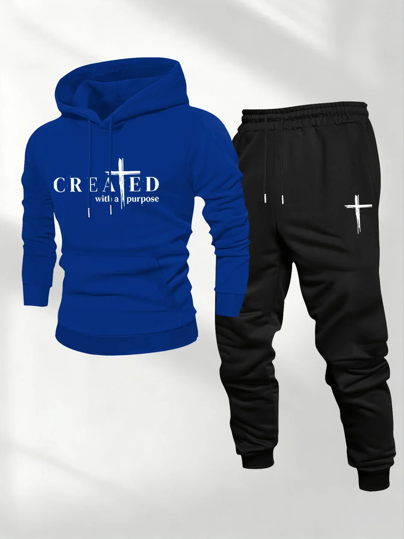 2026 Printed Sportswear Set Men's Hooded Sweatshirt Long Pants Set Spring and Autumn Winter Warm Suit