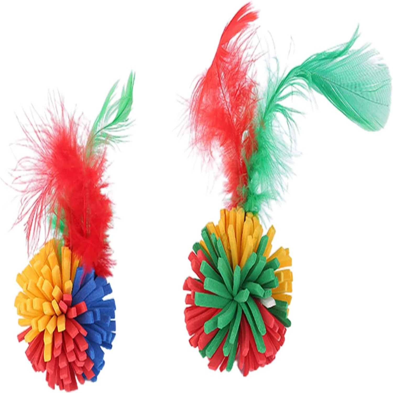 Colorful Interactive Curious Cats Teaser Toy: Engaging Feather Plaything for Indoor Fun - Keeps Feline Friend Active and Enterta