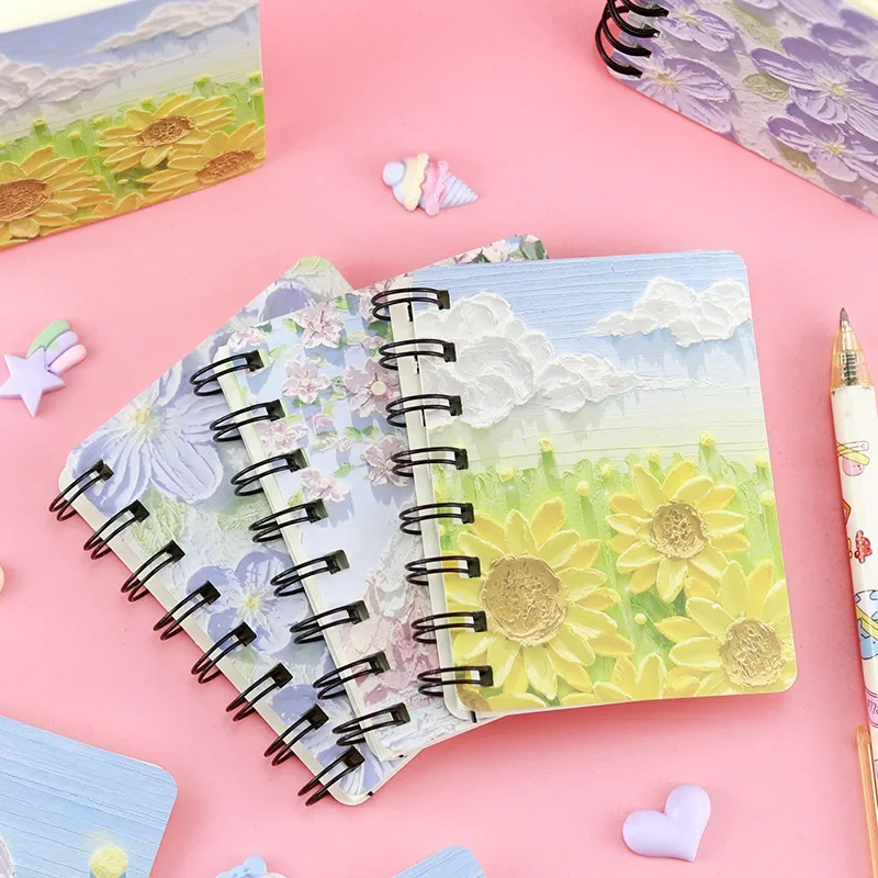 Kawaii Cute Cartoon painting mini Spiral A7 Notebook Daily Weekly Planner Note book Time Organizer School Supplies