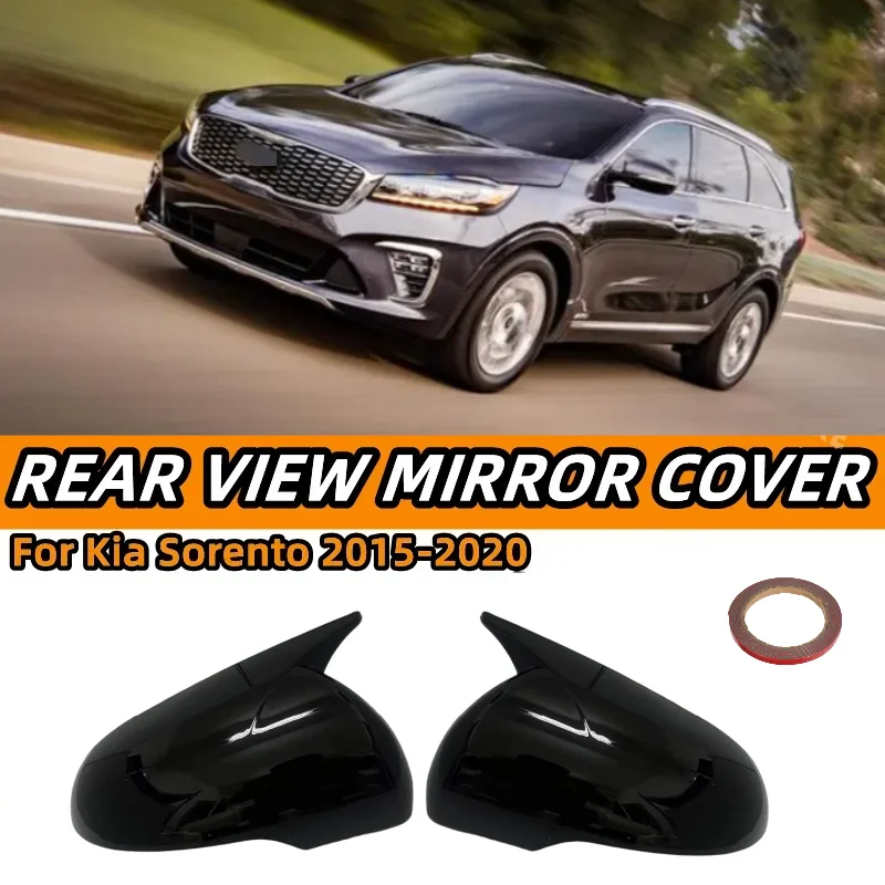 Nero lucido/Aspetto Carbonio Lato Auto Copertura Dello Specchio Retrovisore Tappi del clacson Per Kia Sorento 2015-2020 Specchietto retrovisore Copertura Trim