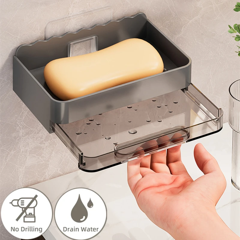 

Wall-Mounted Soap Dish Bathroom Soap Dish With Drain Water Holder Without Drilling Bathroom Soap Dish Bathroom Accessories