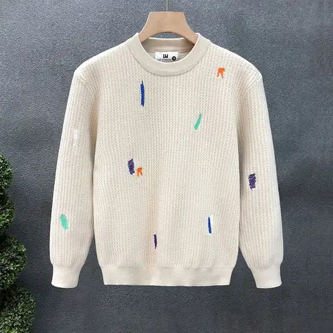 High-end Long-sleeved Sweater for Men's Fashion Trendy Brand Versatile Knitted Base Top