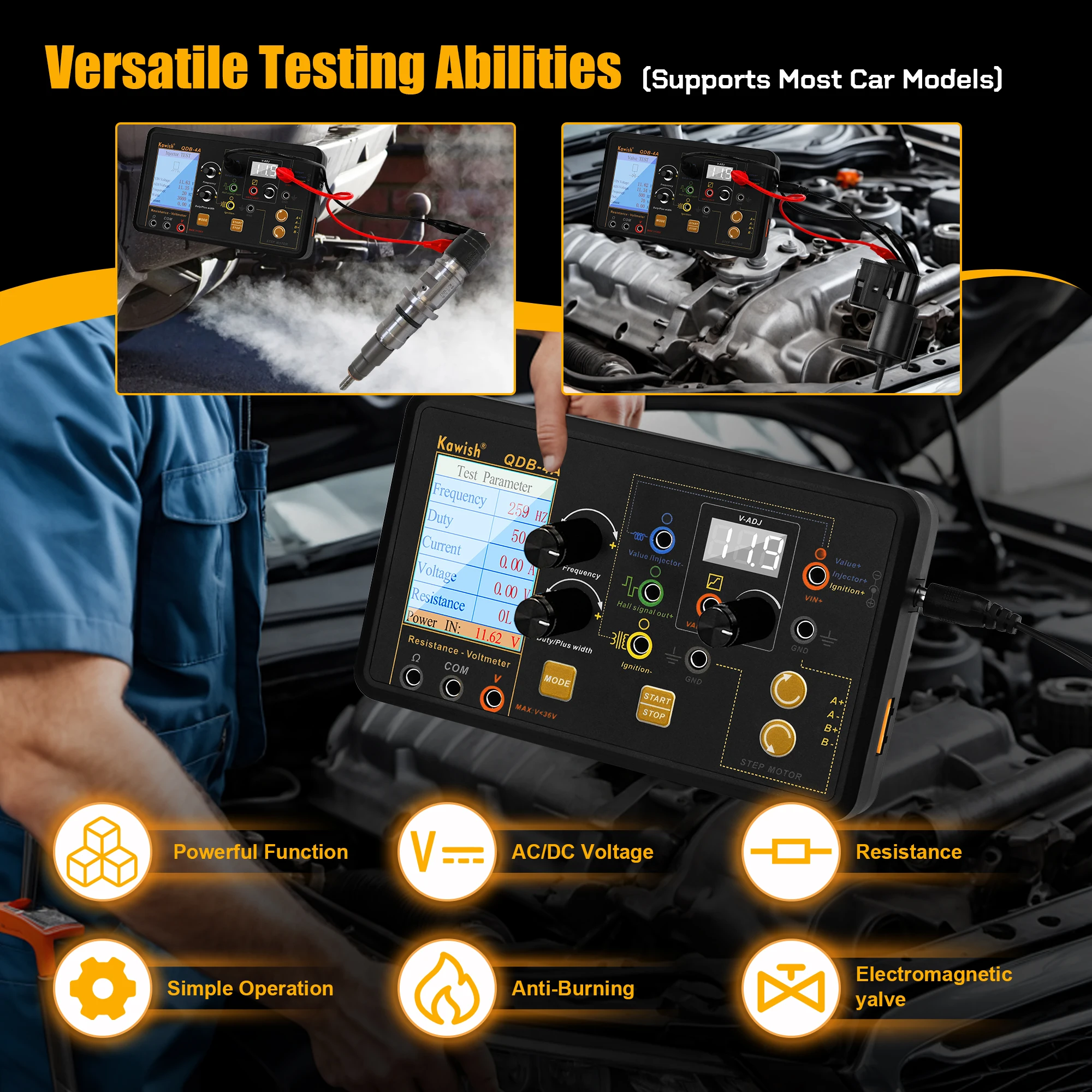 

Обновление! С опорной рамой, автоматическая катушка зажигания, испытательный инжектор, электромагнитный клапан, холосточный ход, шаговый двигатель, тестер привода, симулятор