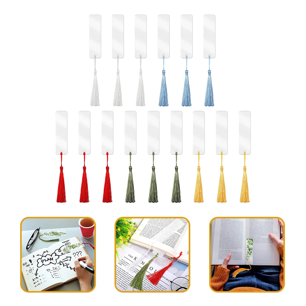 15 Pcs Tassel Bookmark Commemorative Bookmarks Acrylic Sublimation Blank Craft Heat Transfer Elegant Decorative
