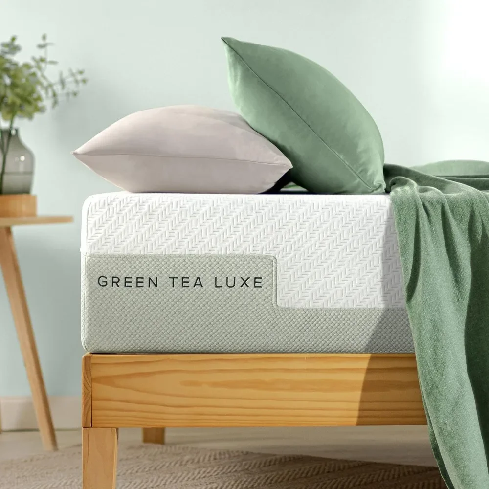 12 Inch Green Tea Luxe Memory Foam Mattress, Pressure Relieving, CertiPUR-US Certified, Mattress in A Box