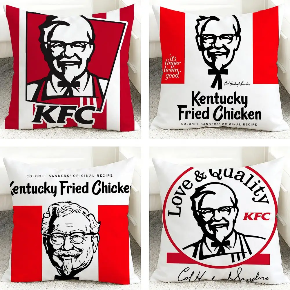 K-KFC Kentucky Fried Chicken Cushion Cover 40x40cm Square Decorative Sofa Cushion Cover Bedroom Living Room Home Decor Gift