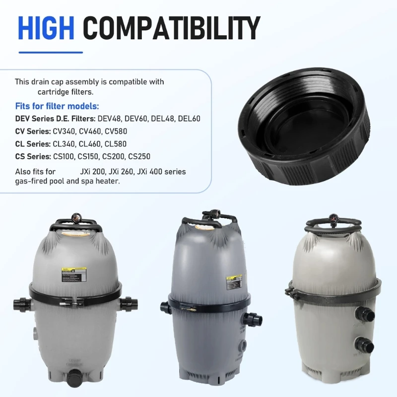 Leak Proof Swimming Pool Filter Drain Cover R0523000 Thread Drain Plugs Assembly Suitable for Saltwater Environment C7AC